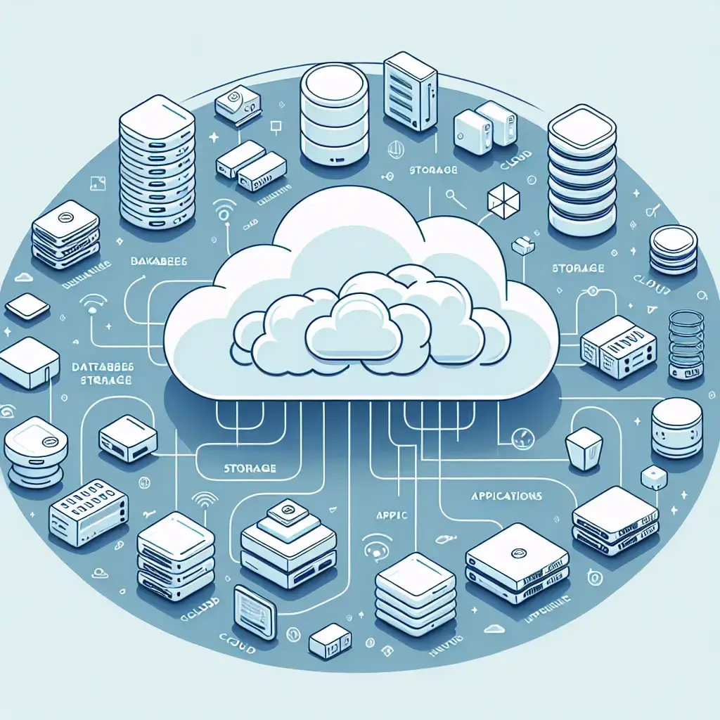 "Illustration depicting the concept of serverless computing and cloud resource abstraction, featuring interconnected cloud icons and abstract data flow lines, representing scalability and efficiency in modern cloud architectures."